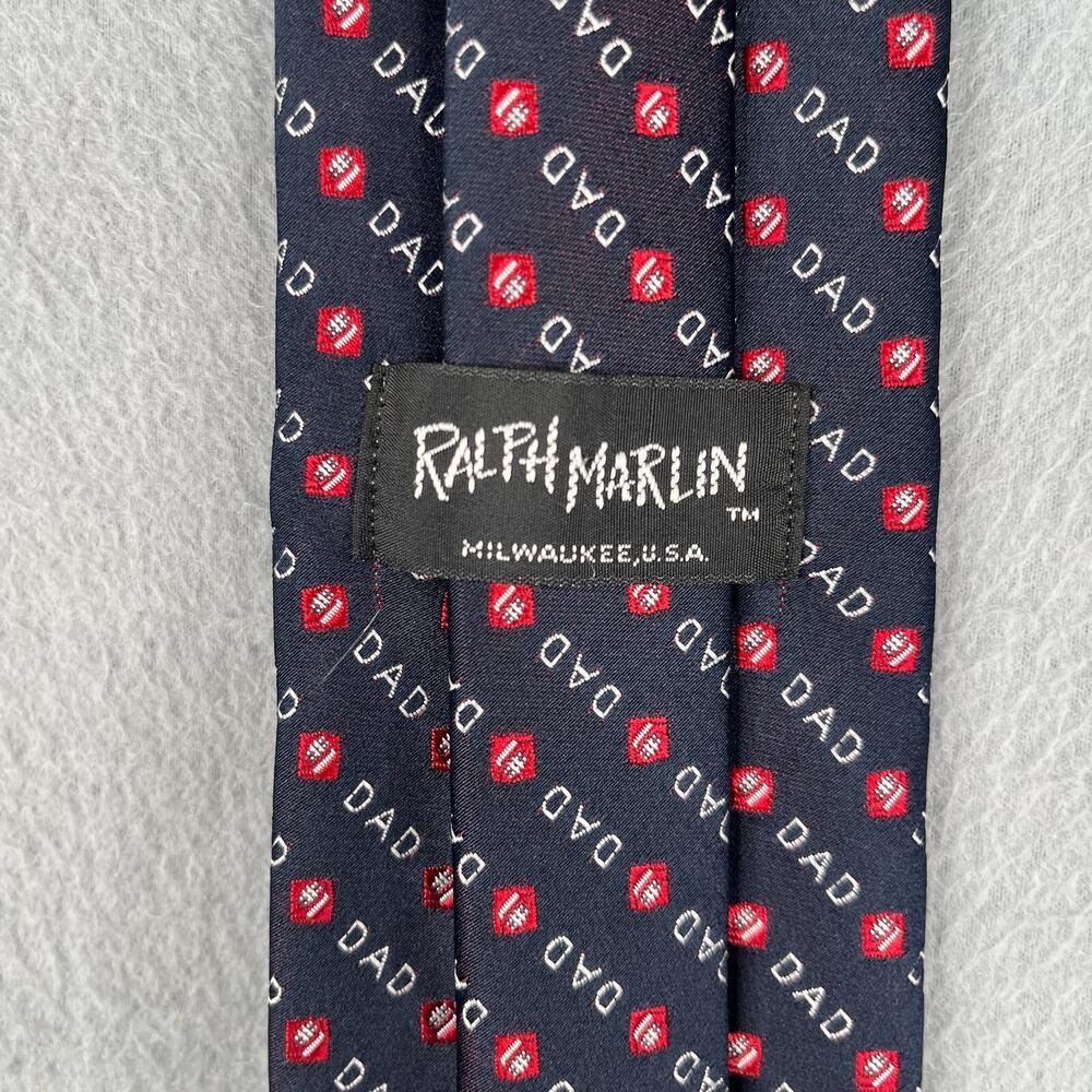 Ralph Marlin Neck Tie Black #1 DAD All over Print Made In USA mens